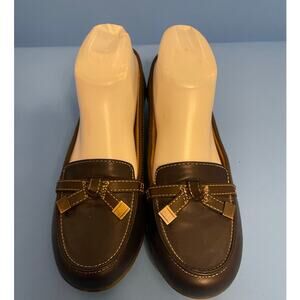 Natural Soul All Through Comfort GRACEE Blue Leather Flat Loafers Shoes Sz 8.5